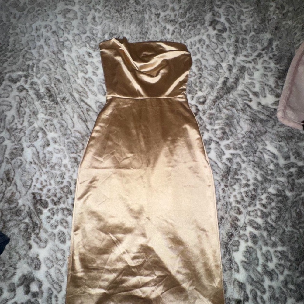 windsor gold strapless dress